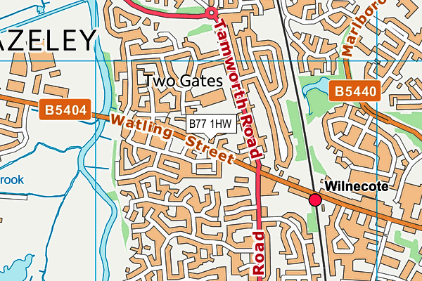 B77 1HW map - OS VectorMap District (Ordnance Survey)