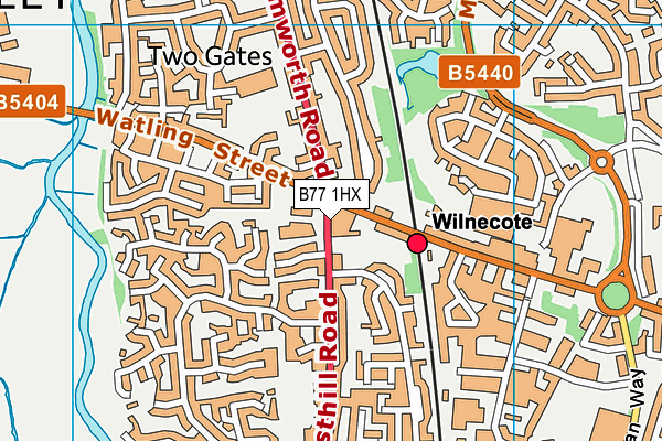 B77 1HX map - OS VectorMap District (Ordnance Survey)