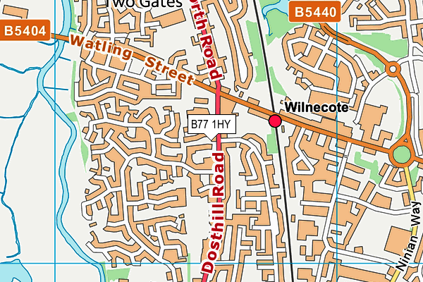 B77 1HY map - OS VectorMap District (Ordnance Survey)