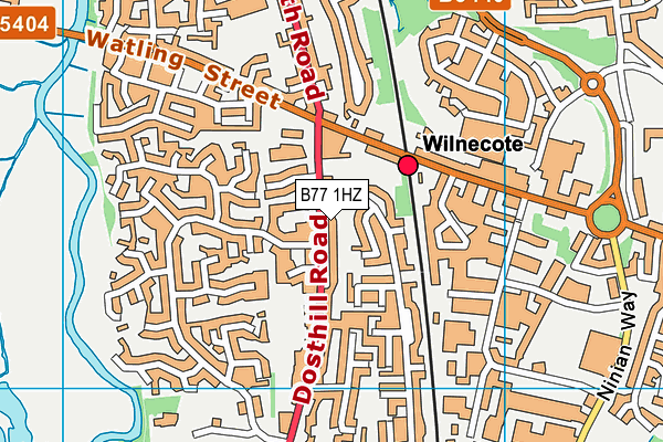 B77 1HZ map - OS VectorMap District (Ordnance Survey)