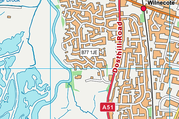 B77 1JE map - OS VectorMap District (Ordnance Survey)