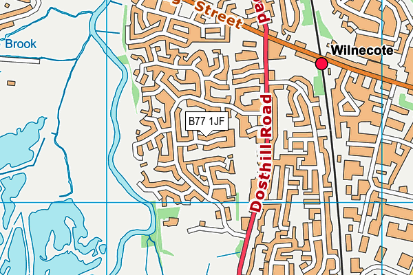 B77 1JF map - OS VectorMap District (Ordnance Survey)