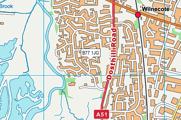 B77 1JG map - OS VectorMap District (Ordnance Survey)
