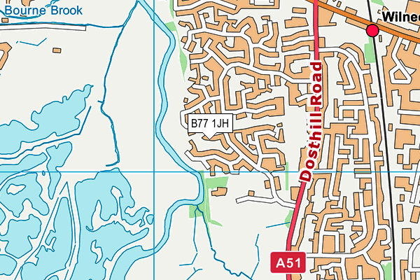 B77 1JH map - OS VectorMap District (Ordnance Survey)