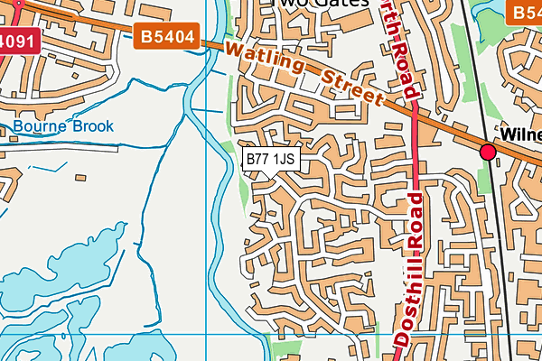 B77 1JS map - OS VectorMap District (Ordnance Survey)