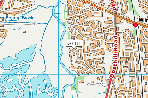 B77 1JT map - OS VectorMap District (Ordnance Survey)