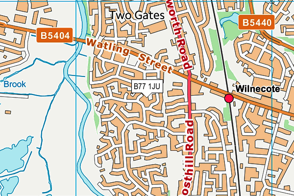 B77 1JU map - OS VectorMap District (Ordnance Survey)