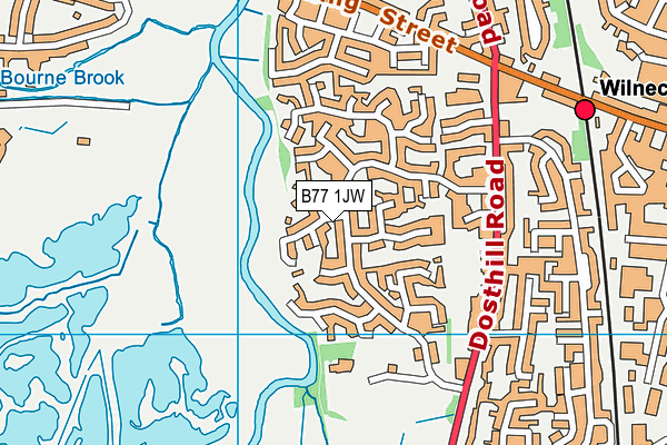 B77 1JW map - OS VectorMap District (Ordnance Survey)