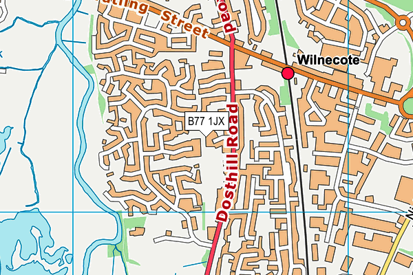 B77 1JX map - OS VectorMap District (Ordnance Survey)