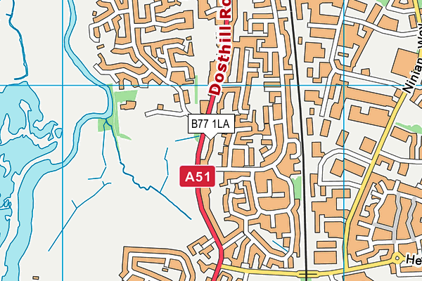 B77 1LA map - OS VectorMap District (Ordnance Survey)