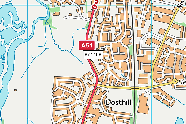 B77 1LB map - OS VectorMap District (Ordnance Survey)