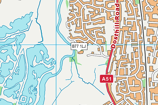 B77 1LJ map - OS VectorMap District (Ordnance Survey)