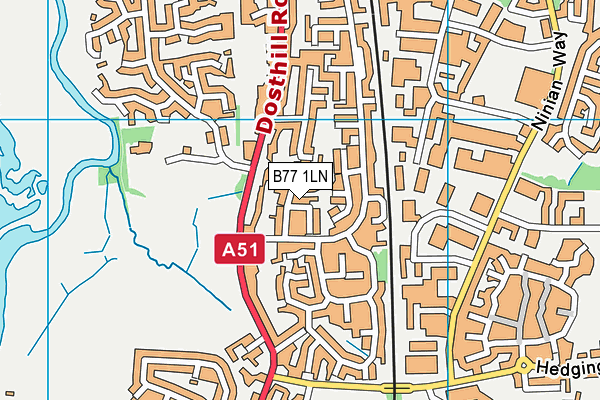 B77 1LN map - OS VectorMap District (Ordnance Survey)