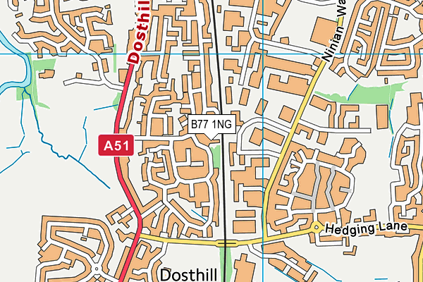 B77 1NG map - OS VectorMap District (Ordnance Survey)