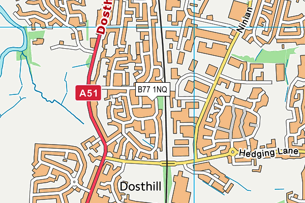 B77 1NQ map - OS VectorMap District (Ordnance Survey)