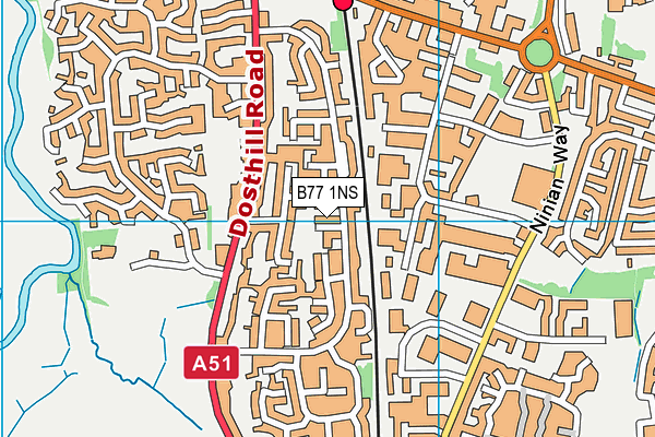 B77 1NS map - OS VectorMap District (Ordnance Survey)