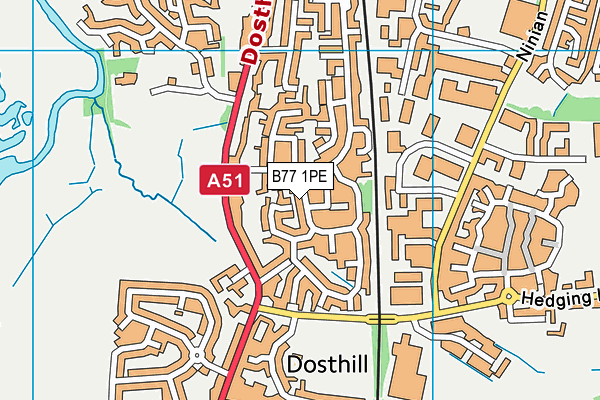 B77 1PE map - OS VectorMap District (Ordnance Survey)