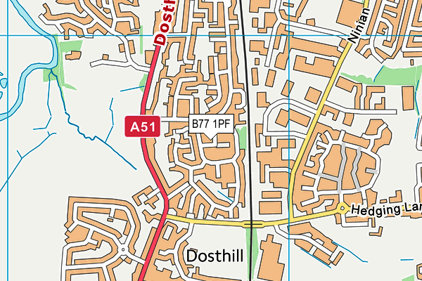 B77 1PF map - OS VectorMap District (Ordnance Survey)