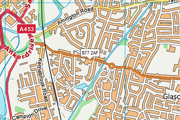 B77 2AF map - OS VectorMap District (Ordnance Survey)