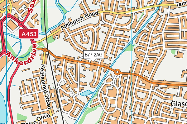 B77 2AG map - OS VectorMap District (Ordnance Survey)