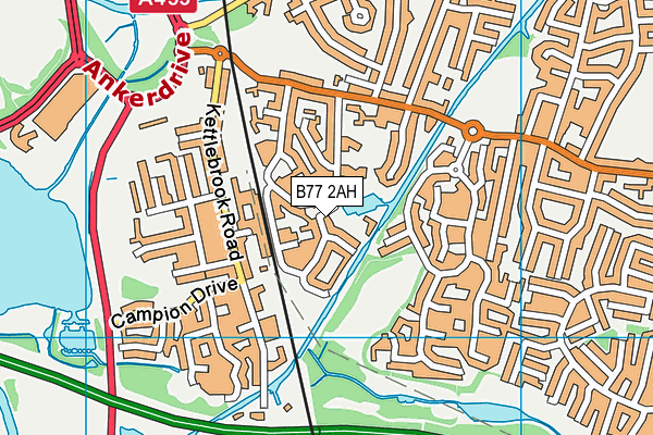 B77 2AH map - OS VectorMap District (Ordnance Survey)