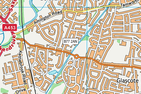 B77 2AN map - OS VectorMap District (Ordnance Survey)