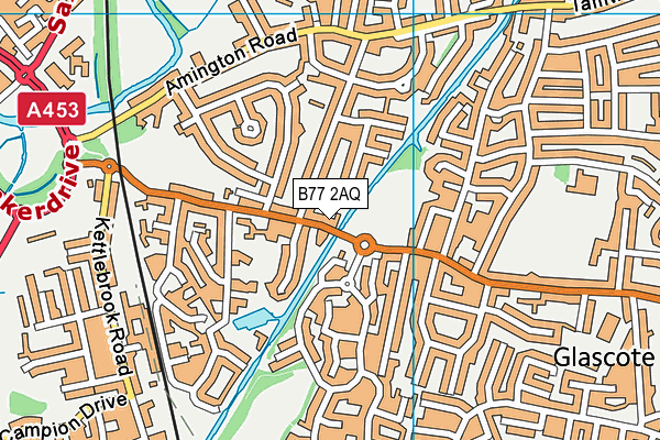 B77 2AQ map - OS VectorMap District (Ordnance Survey)