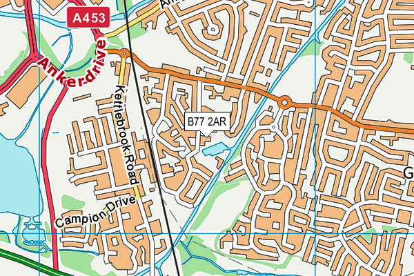 B77 2AR map - OS VectorMap District (Ordnance Survey)