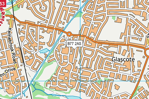 B77 2AS map - OS VectorMap District (Ordnance Survey)