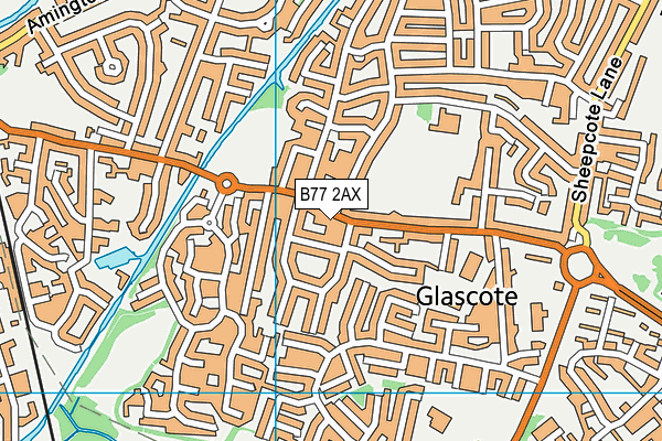 B77 2AX map - OS VectorMap District (Ordnance Survey)