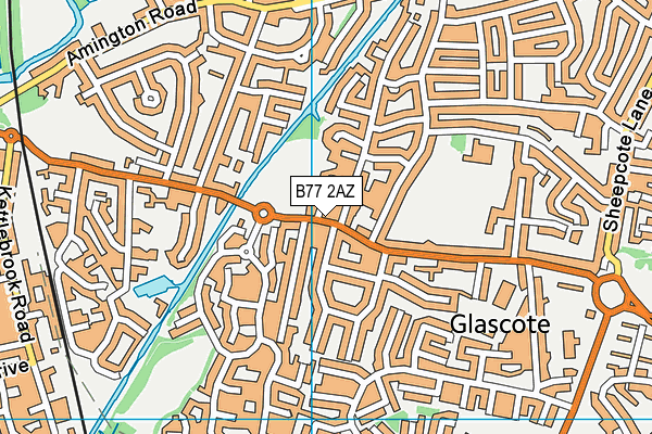 B77 2AZ map - OS VectorMap District (Ordnance Survey)