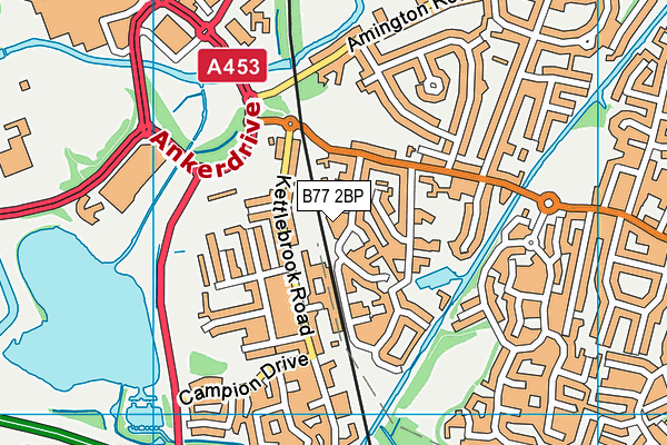 B77 2BP map - OS VectorMap District (Ordnance Survey)