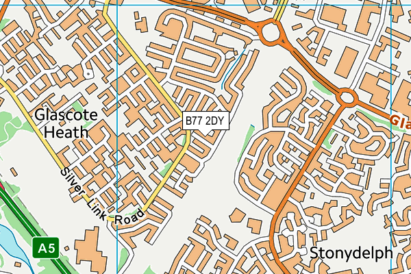 B77 2DY map - OS VectorMap District (Ordnance Survey)