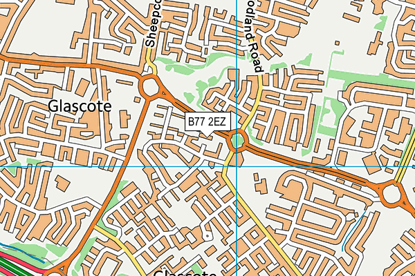 B77 2EZ map - OS VectorMap District (Ordnance Survey)