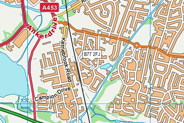 B77 2FJ map - OS VectorMap District (Ordnance Survey)