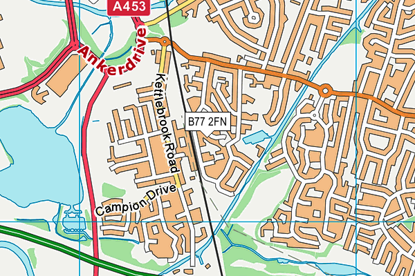 B77 2FN map - OS VectorMap District (Ordnance Survey)