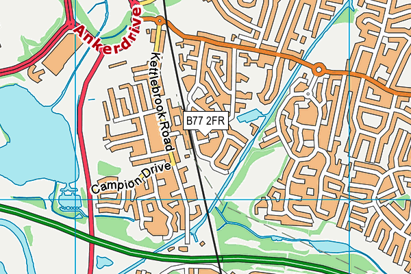 B77 2FR map - OS VectorMap District (Ordnance Survey)