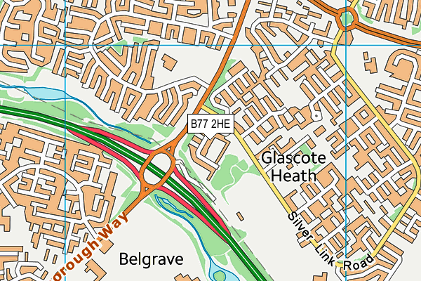 B77 2HE map - OS VectorMap District (Ordnance Survey)