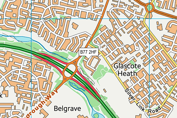 B77 2HF map - OS VectorMap District (Ordnance Survey)