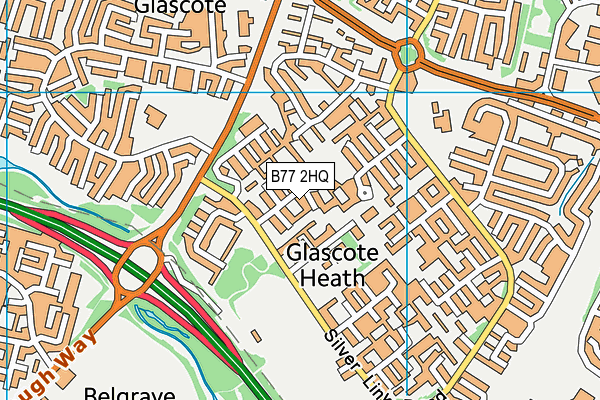 B77 2HQ map - OS VectorMap District (Ordnance Survey)