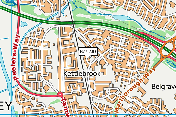 B77 2JD map - OS VectorMap District (Ordnance Survey)