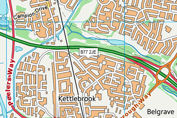 B77 2JE map - OS VectorMap District (Ordnance Survey)