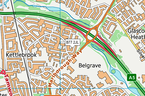 B77 2JL map - OS VectorMap District (Ordnance Survey)