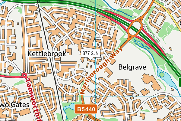 B77 2JN map - OS VectorMap District (Ordnance Survey)