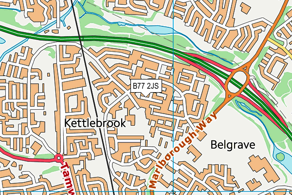 B77 2JS map - OS VectorMap District (Ordnance Survey)