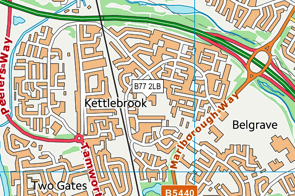 B77 2LB map - OS VectorMap District (Ordnance Survey)