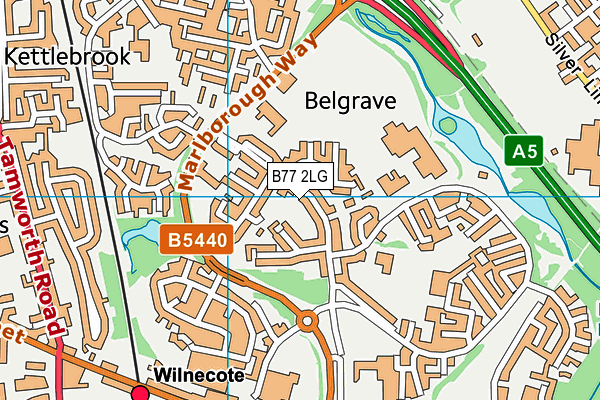 B77 2LG map - OS VectorMap District (Ordnance Survey)