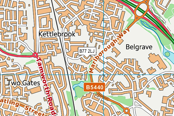 B77 2LJ map - OS VectorMap District (Ordnance Survey)