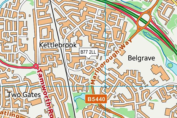 B77 2LL map - OS VectorMap District (Ordnance Survey)