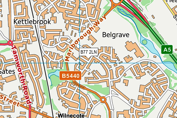 B77 2LN map - OS VectorMap District (Ordnance Survey)